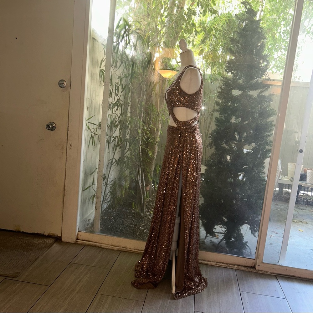 Fashion Nova Bronze Sequin Maxi Dress - Picture 3 of 12